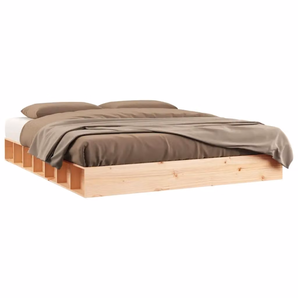 Berkfield Home Small Double Bed Frame in Brown Solid Pine Wood, W/D/H: 120 x 200 cm – 2