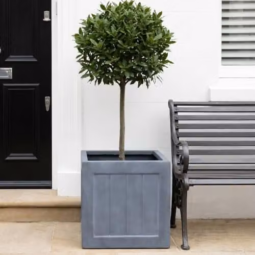 IDEALIST Large Square Planter in Grey Reinforced Stone, 45 cm