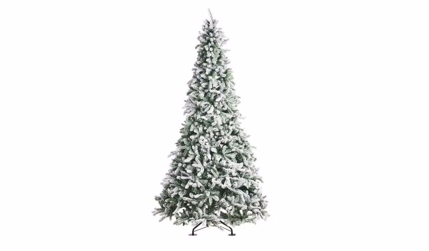 Cheap Furniture Warehouse 10ft Snowy Flocked Artificial Christmas Tree in White and Green