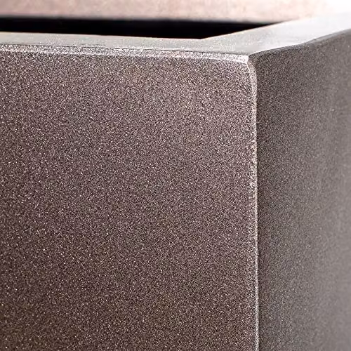Primrose Metallic Grey Polystone Tall Cubic Outdoor Garden Planter Tub, W/D/H: 60 x 60 x 30 cm – 2