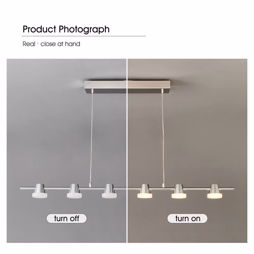 NIVOR 6 Light LED Kitchen Island Pendant Chandelier in Chrome Silver with Remote Control and Adjustable Height – 3