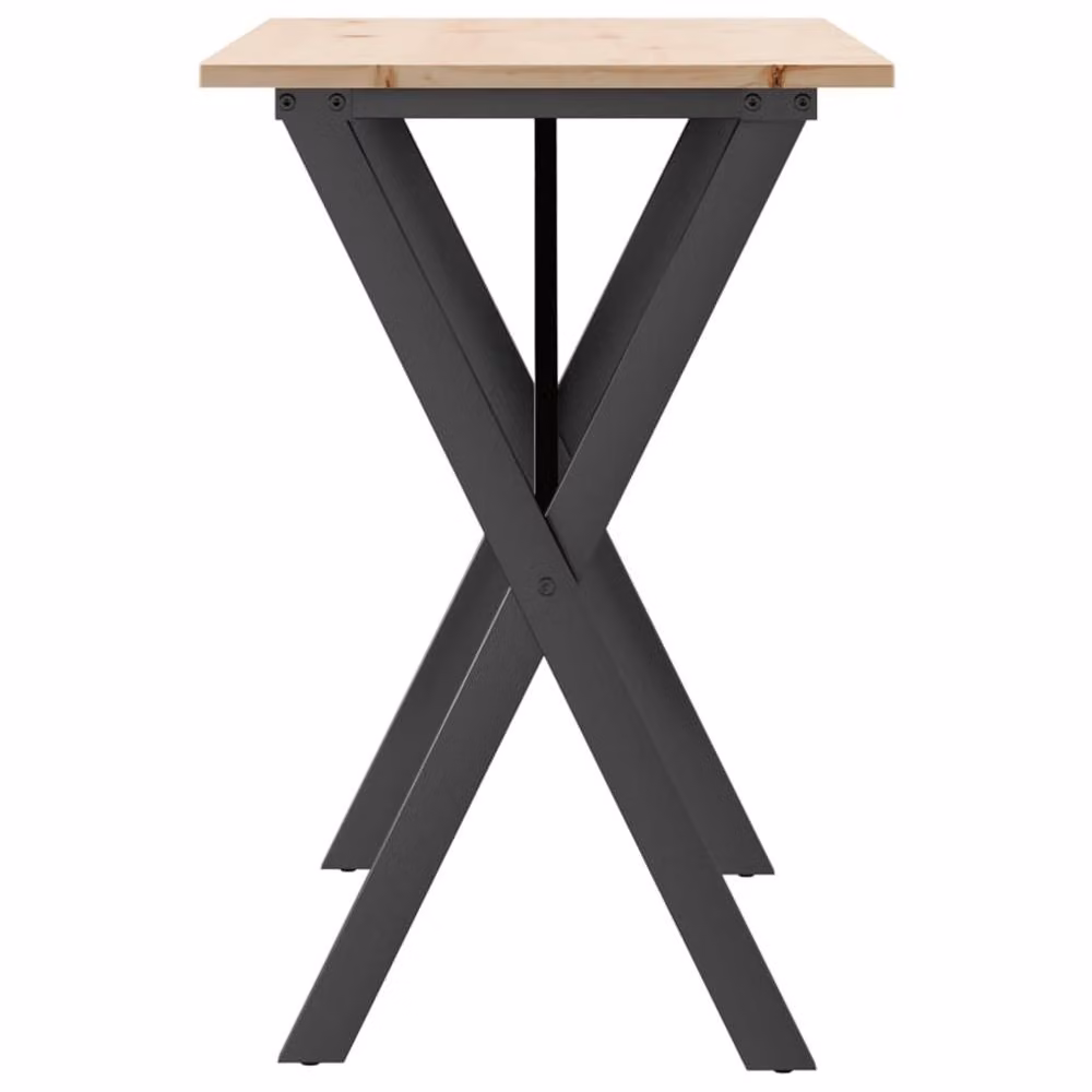 Berkfield Home X-Frame Dining Table in Brown Solid Pine and Steel, W/D/H: 100 x 50 x 75 cm – 3