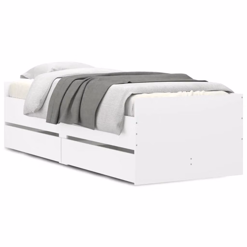 Berkfield Home Modern Bed Frame with Drawers, White, W/D/H: 100 x 200 cm – 2
