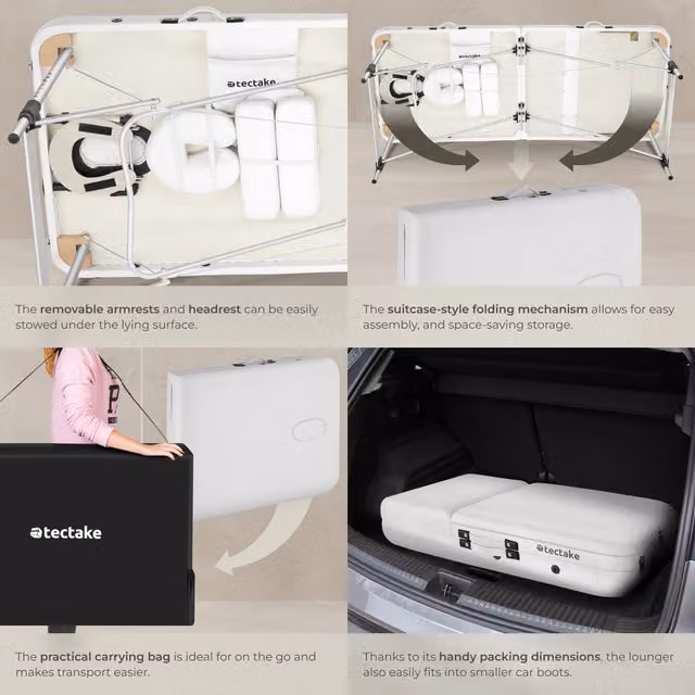 tectake 3 Zone Foldable Massage Table in White