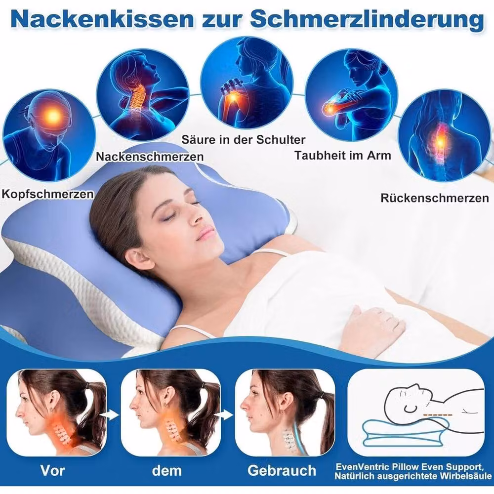 KORVIXA Blue Memory Foam Cervical Pillow for Babies – 4