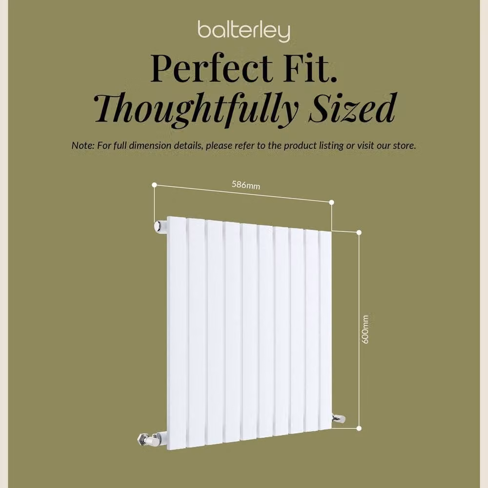 Balterley Lucia Square Horizontal Single Panel Radiator, White, W: 60.0 cm, H: 58.6 cm – 4