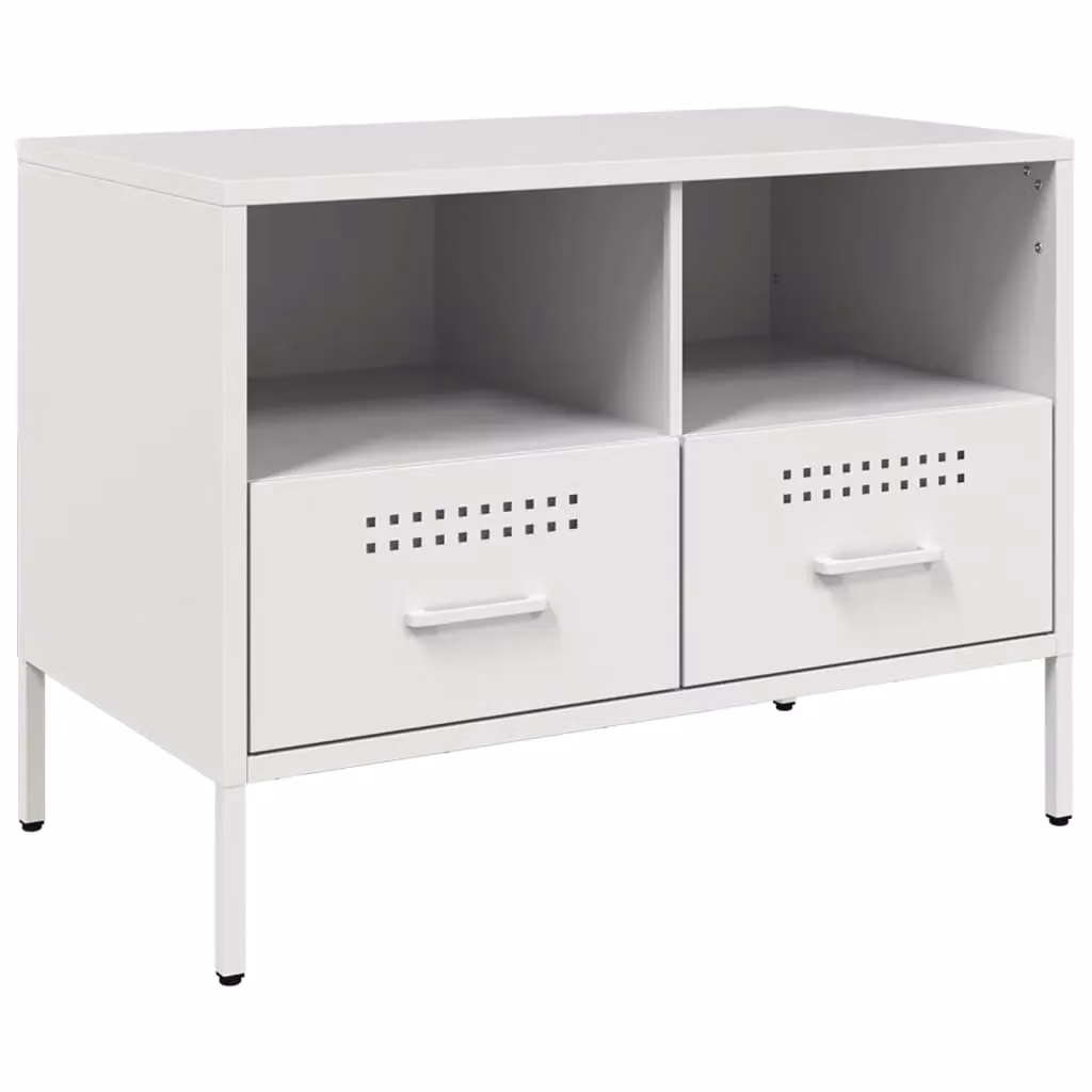 Berkfield Home Industrial TV Cabinet in White Metal, W/D/H: 68 x 39 x 50.5 cm – 2