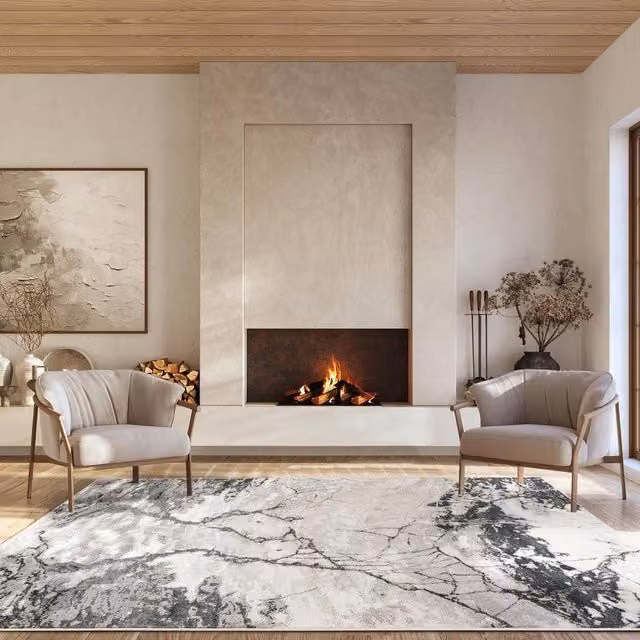 Desire Rugs Elysium Huracan Modern Abstract Area Rug in Grey and Gold, W: 160 cm, L: 230 cm
