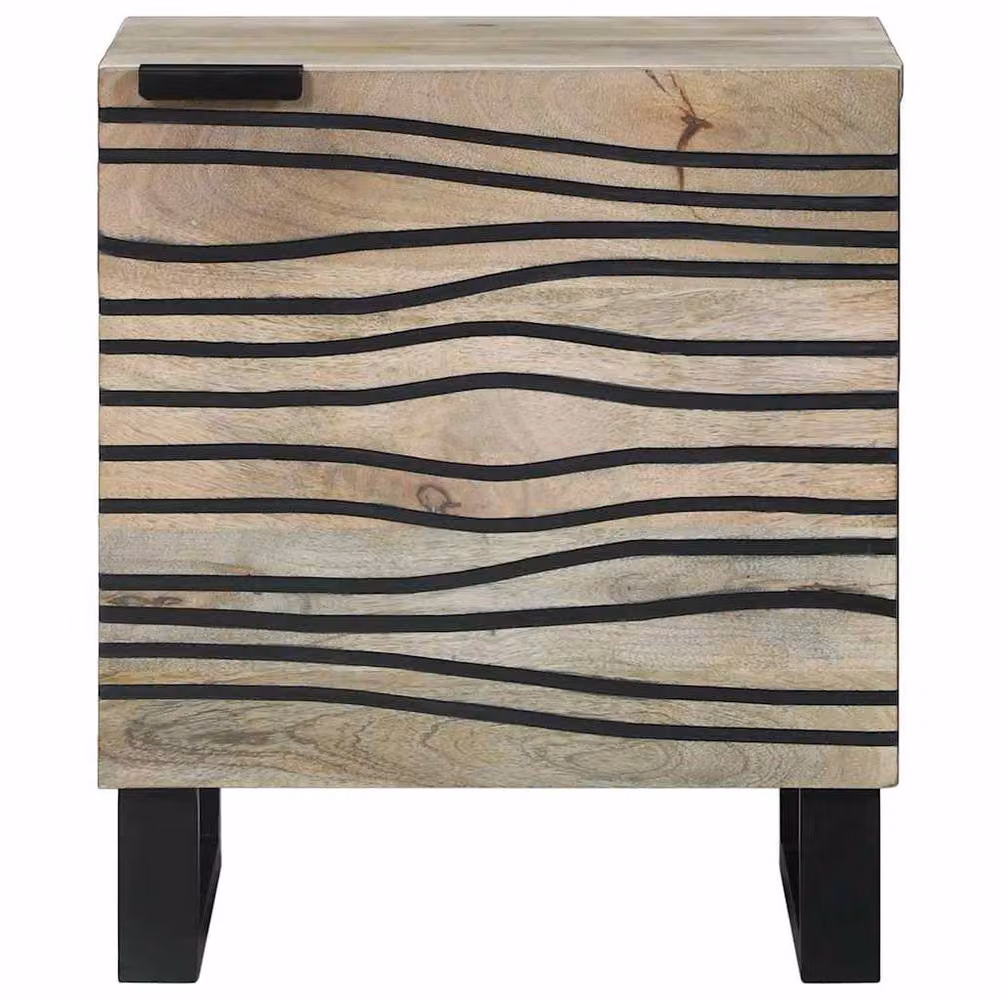 Berkfield Home Set of 2 Durable Mango Wood Bedside Tables in Light Brown, W/D/H: 40 x 33.5 x 46 cm – 3