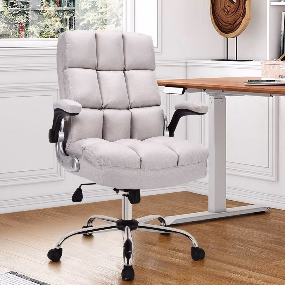 PAWNORA Grey Ergonomic Executive Office Chair with Headrest and Armrests – 3