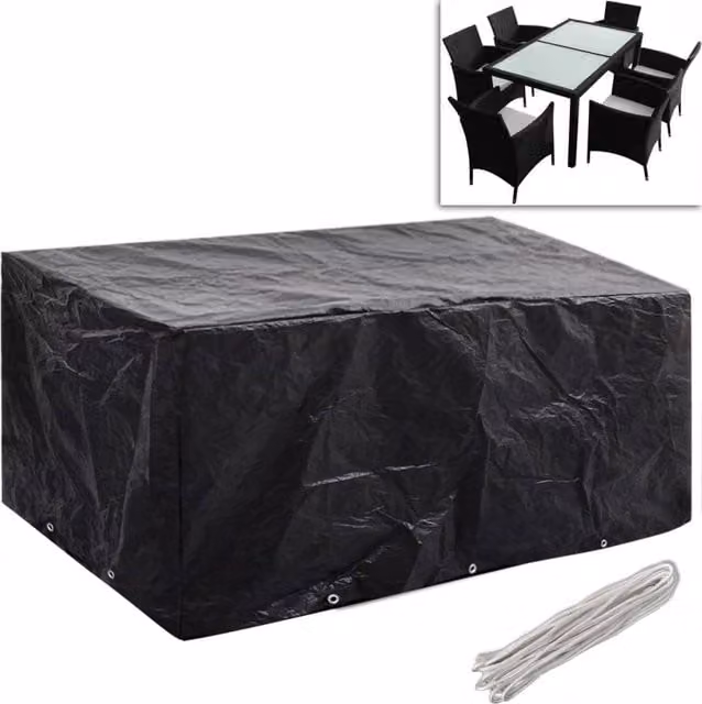 Berkfield Home Water-Repellent Poly Rattan Garden Furniture Covers for 6 People, 2 Pack, Black, W: 240 cm, D: 140 cm – 1