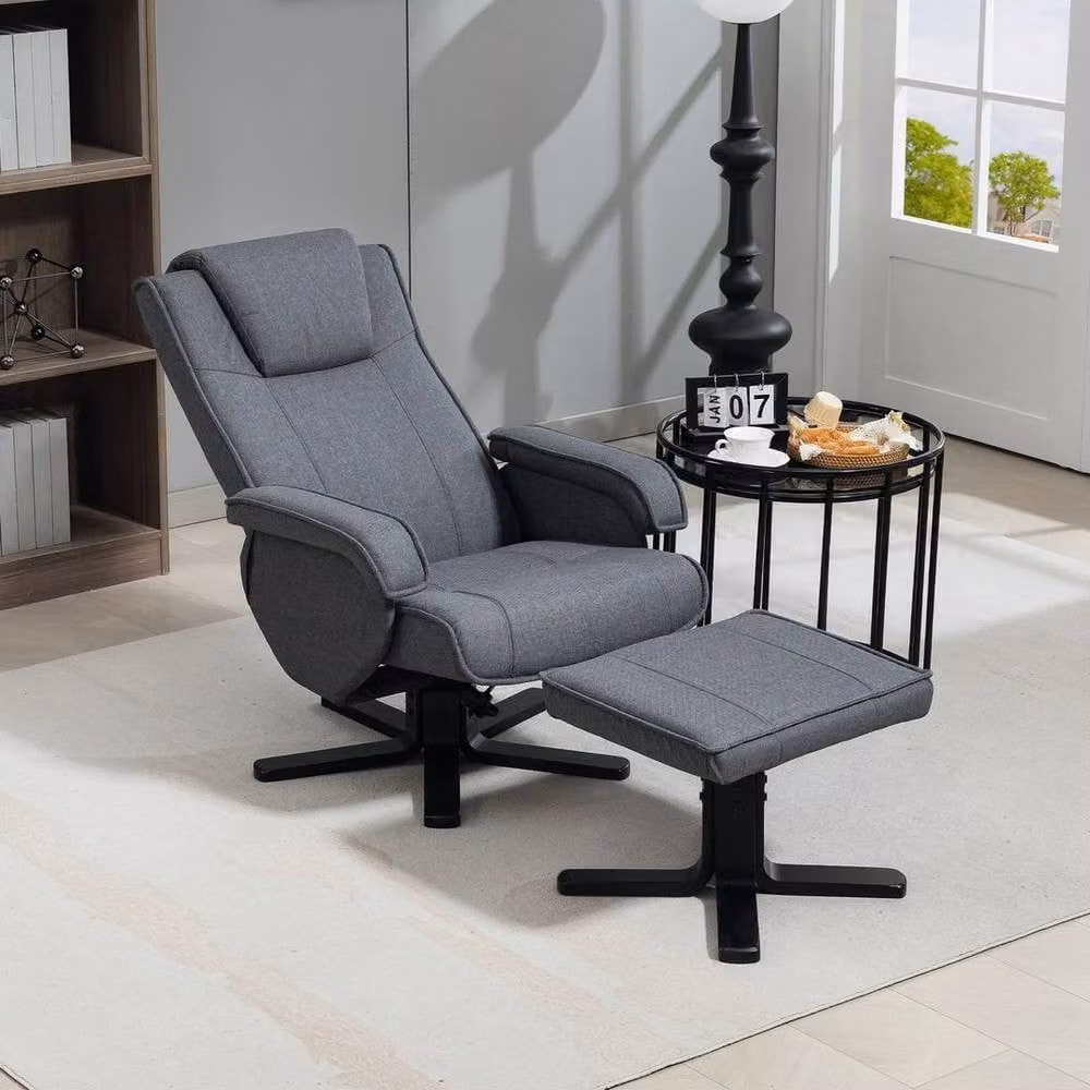 FORGEVIO Swivel Recliner Chair with Ottoman in Grey – 5