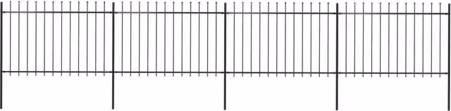 Berkfield Home Spear Top Steel Garden Fence, Black, W: 6.8 m, H: 1.2 m