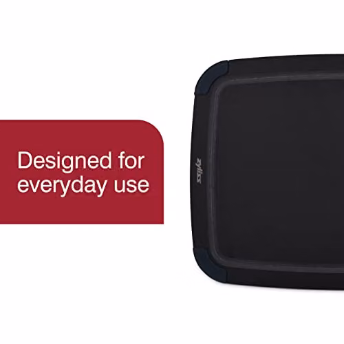 Zyliss Medium Black Recycled Wood Fibre Non-Slip Kitchen Chopping Board with Groove – 8