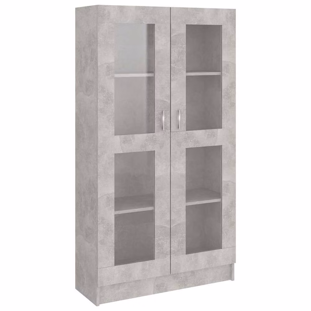 Berkfield Home Vitrine Cabinet in Concrete Grey with Glass Doors, W: 82.5 cm, D: 30.5 cm, H: 150 cm – 2