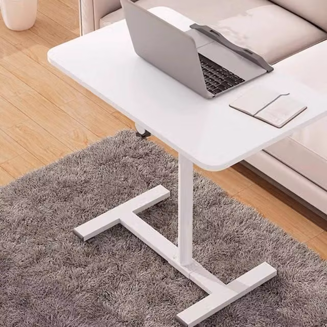 FORGEVIO White Adjustable Mobile Laptop Stand with Tilting Top and Sled Base