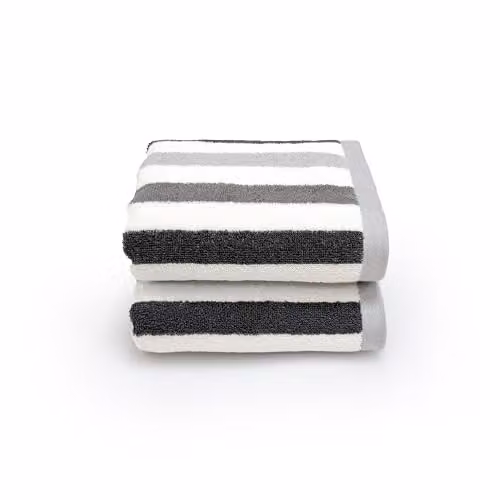 Allure Bath Fashions Cali Striped Cotton Hand Towels, Pack of 2, Grey and Green, W: 50 cm x H: 85 cm – 5