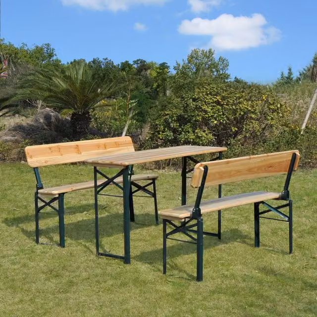 Outsunny Classic Wooden Garden Picnic Set in Brown