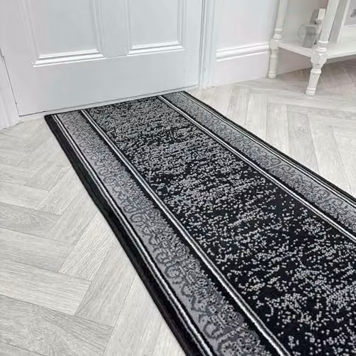 runrug Ethnic Tribal Hallway Runner Rug in Black, W: 60 cm, L: 300 cm – 1