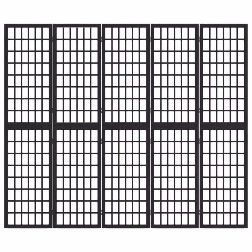 Berkfield Home Japanese Style 5-Panel Folding Room Divider, Black, W/H: 200 x 170 cm – 3