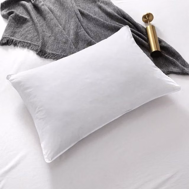 Homespace Direct Pair of White Breathable Duck Feather and Down Mix Pillows with 100% Cotton Covers