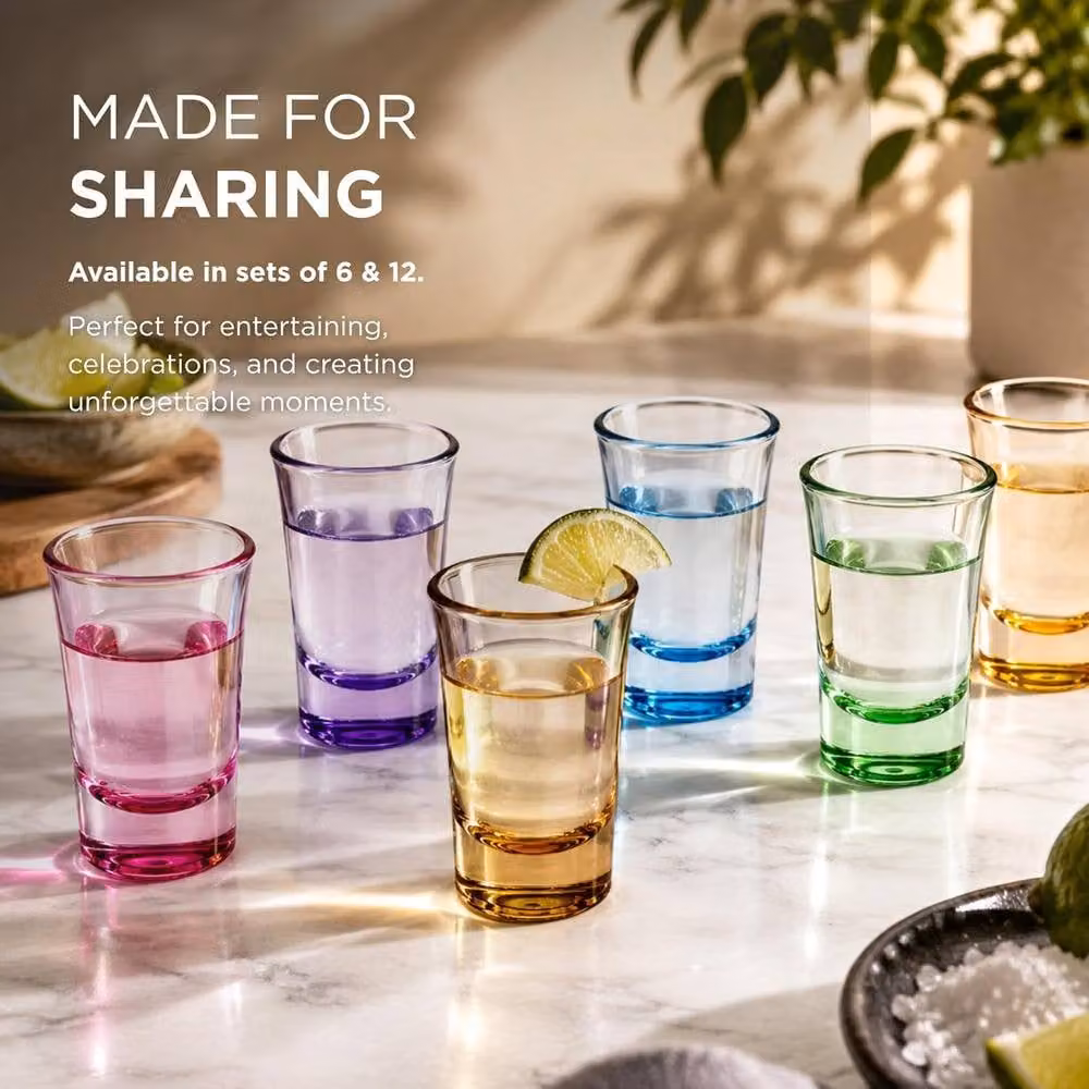volila Heavy Base Shot Glasses, Multicolour, 50ml, 6 Pack – 3