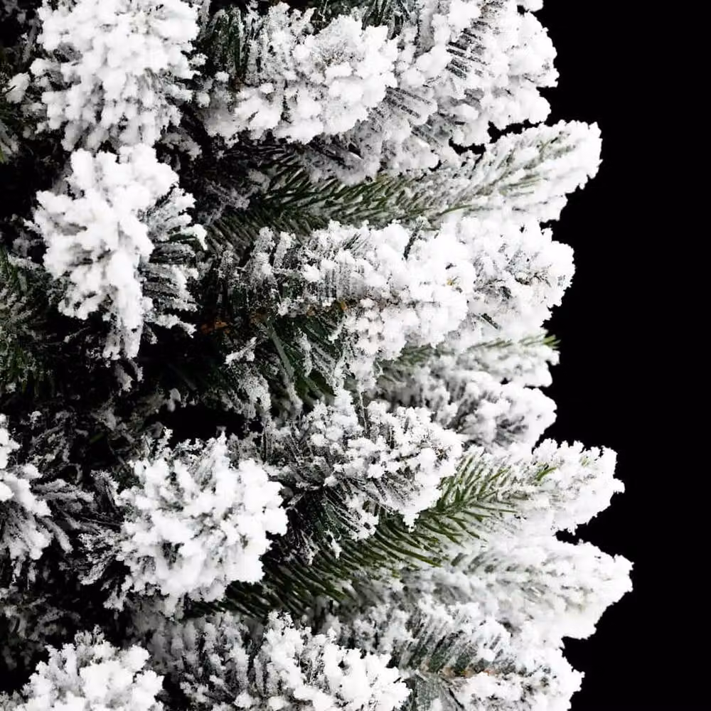 Berkfield Home Beautiful Slim Artificial Flocked Christmas Tree in White, Height: 180 cm – 4