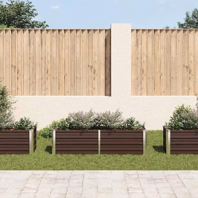 Berkfield Home Garden Brown Galvanised Steel Raised Bed W: 160 cm, D: 40 cm, H: 45 cm