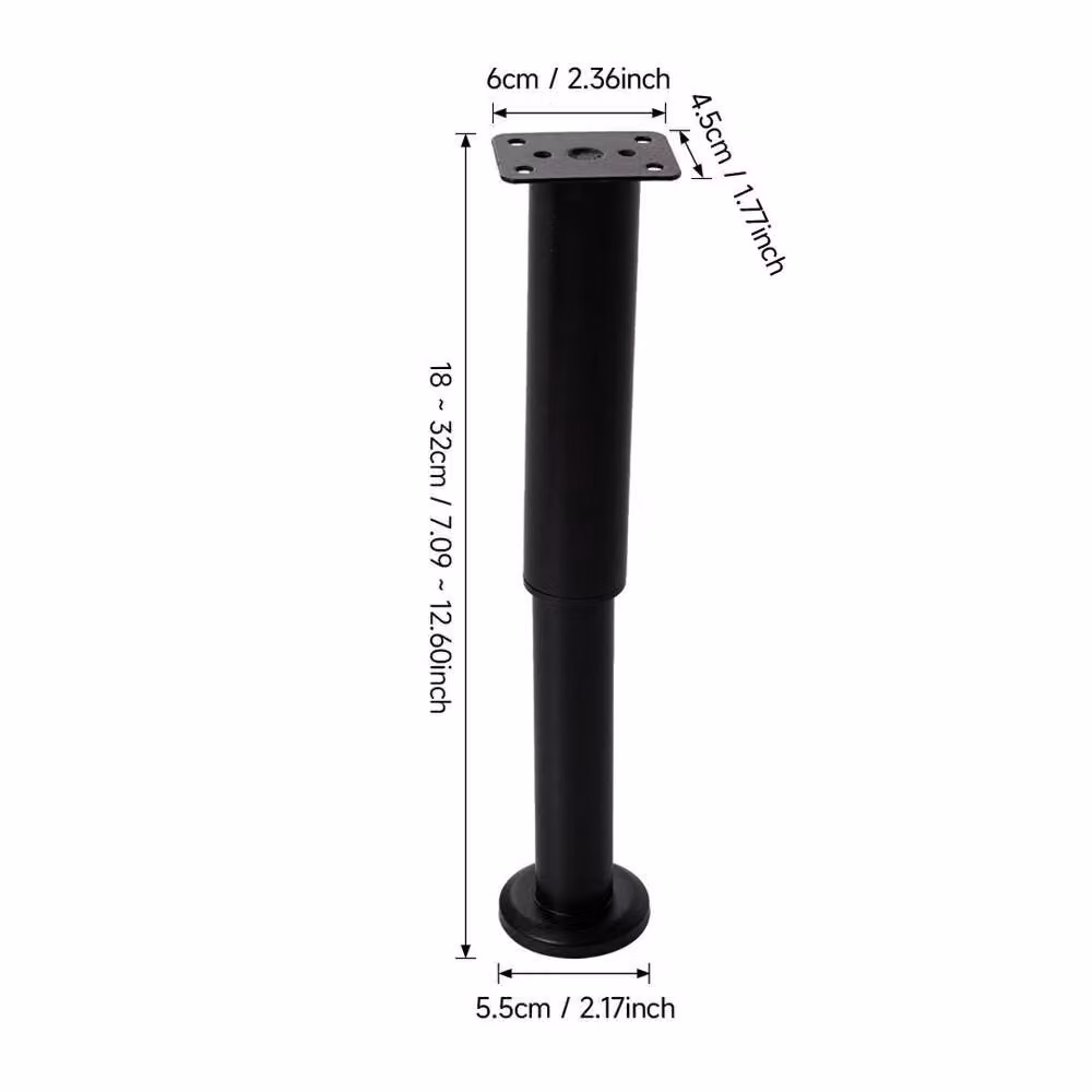 PAWNORA 4-Piece Set of Adjustable Brushed Black Steel Table Legs, Height: 18-32 cm – 2