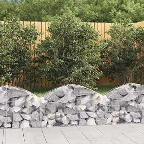 vidaXL Arched Gabion Basket in Silver Galvanised Steel, W/D/H: 100 x 30 x 40/60 cm – 2