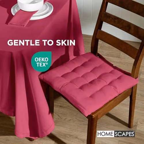 Homescapes Set of 4 Quilted Cotton Seat Pads in Purple, W/D/H: 40 x 40 x 6.5 cm – 4