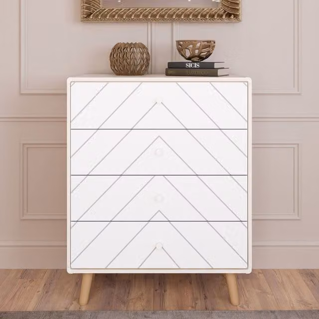 Seconique Dixie 4 Drawer Chest in White or Grey