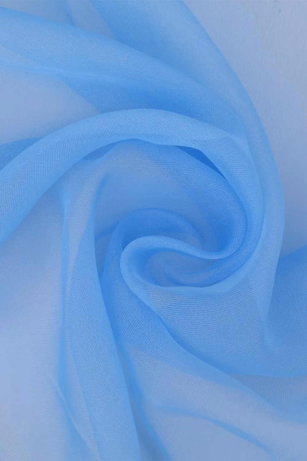 Neel Blue Semi-Transparent Voile Curtain, 2-Panel Pair in Mid Blue, Width: 142 cm, Drop: 183 cm – 2