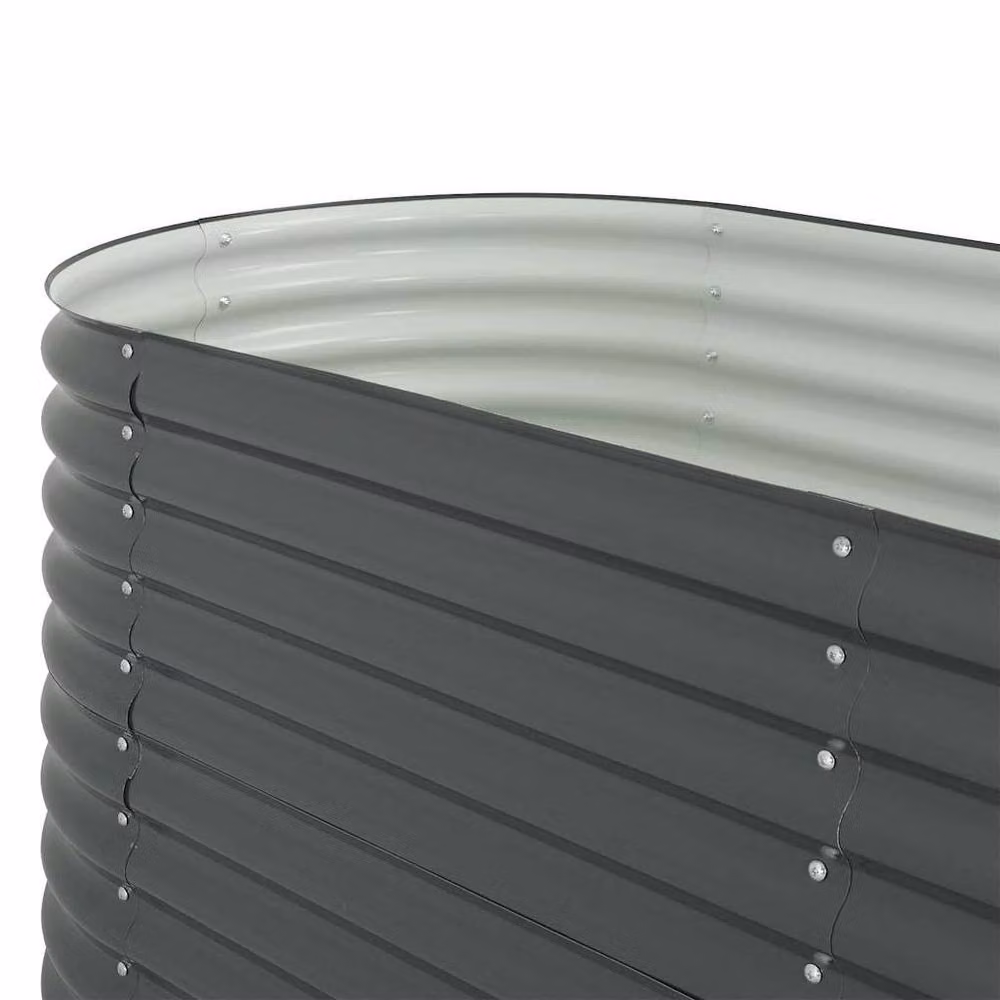 Berkfield Home Garden Galvanised Steel Raised Bed, Grey, W: 240 cm, D: 80 cm, H: 81 cm – 5