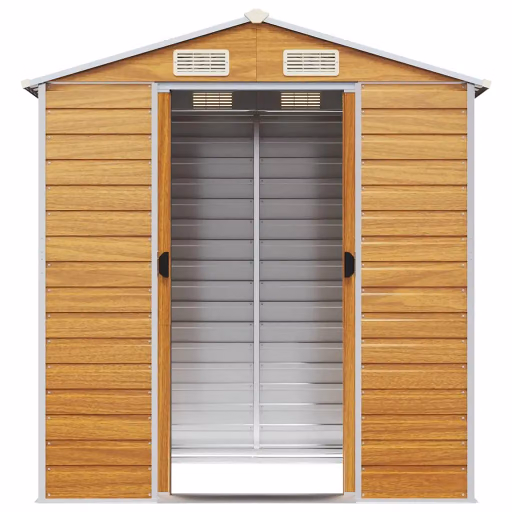 Berkfield Home Garden Shed in Light Brown, Galvanised Steel, W/D/H: 191 x 130 x 198 cm – 2
