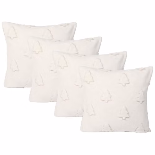 OHS 4 Pack Tufted Winter Tree Sherpa Cushion Covers in Cream, W/D/H: 45 x 45 x 45 cm – 1