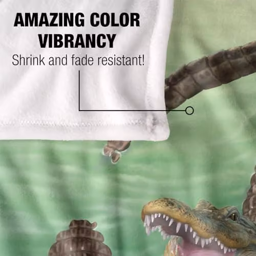JQ Licensing Royce Mcclure Swamp Alligators Silky Touch Super Soft Throw Blanket, White, W/D/H: 152 x 127 cm – 3