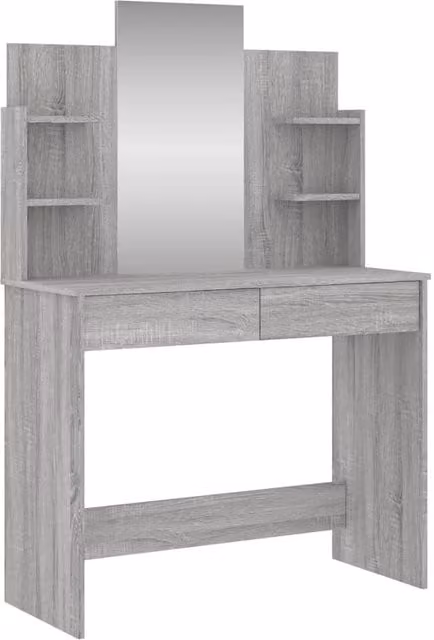Berkfield Home Dressing Table with Mirror in Grey Sonoma, W/D/H: 96 x 39 x 142 cm