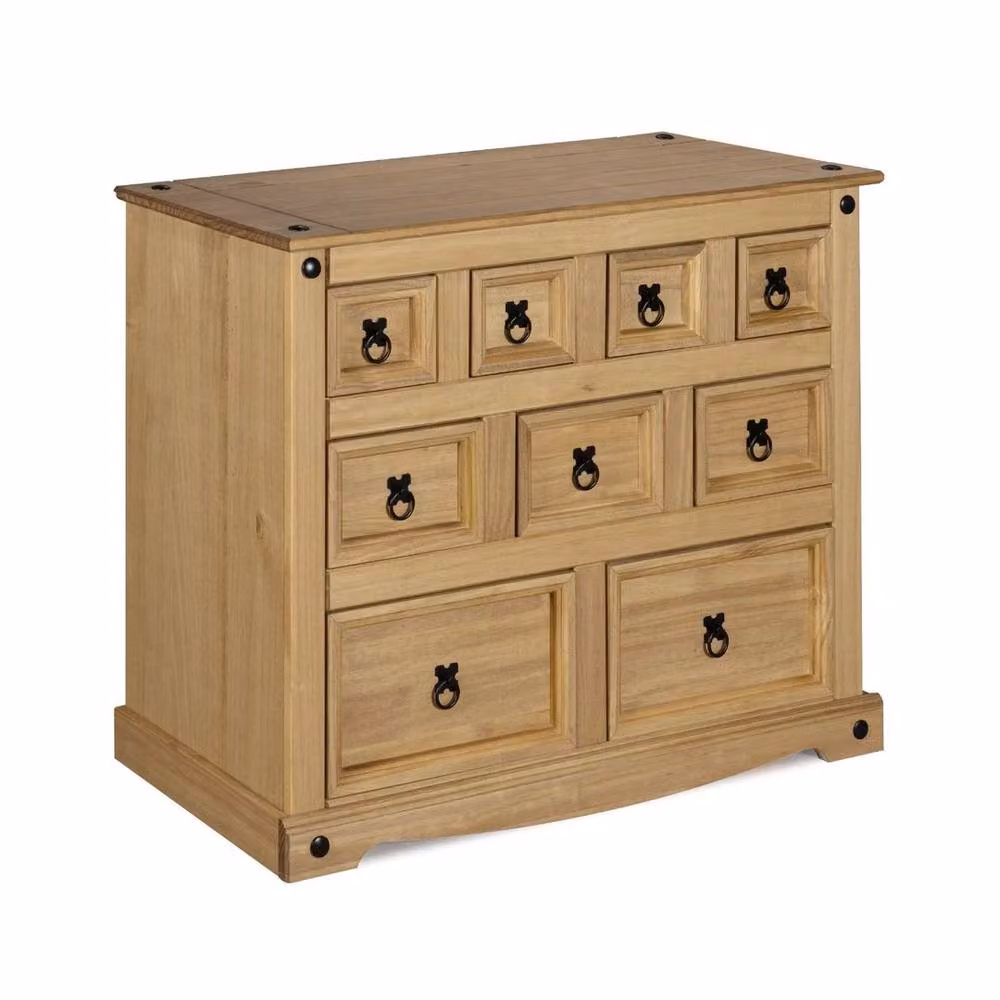 Hinsinc 9 Drawer Mexican Pine Merchant Chest Sideboard in Brown – 2