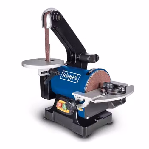 Scheppach BTS700 Blue Benchtop Belt and Disc Sander with 125mm Disc and 25.4mm Belt – 1