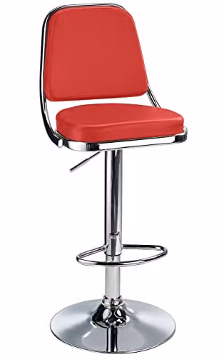 Netfurniture Romano Height Adjustable Swivel Bar Stool in Red Synthetic Leather