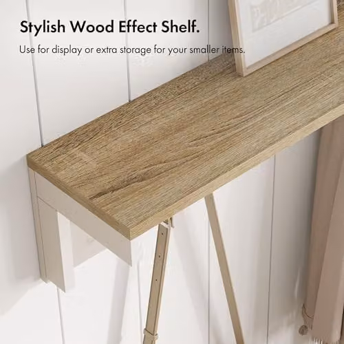 VonHaus Ash Hall Wall Mounted Coat Rack with Shelf in Cream – 3