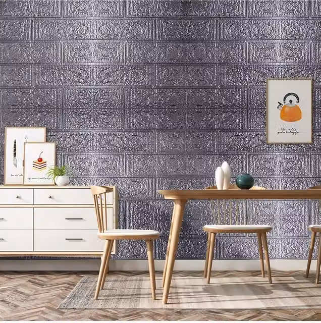 Living and Home 15-Piece Self-Adhesive 3D Brick Effect Wall Panels in Grey – 1