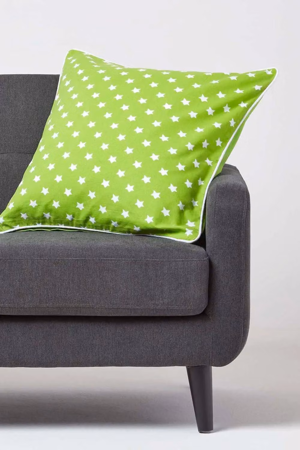 Homescapes Cotton Stars Square Cushion Cover in Green and White, W/D/H: 60 x 60 x 60 cm – 2