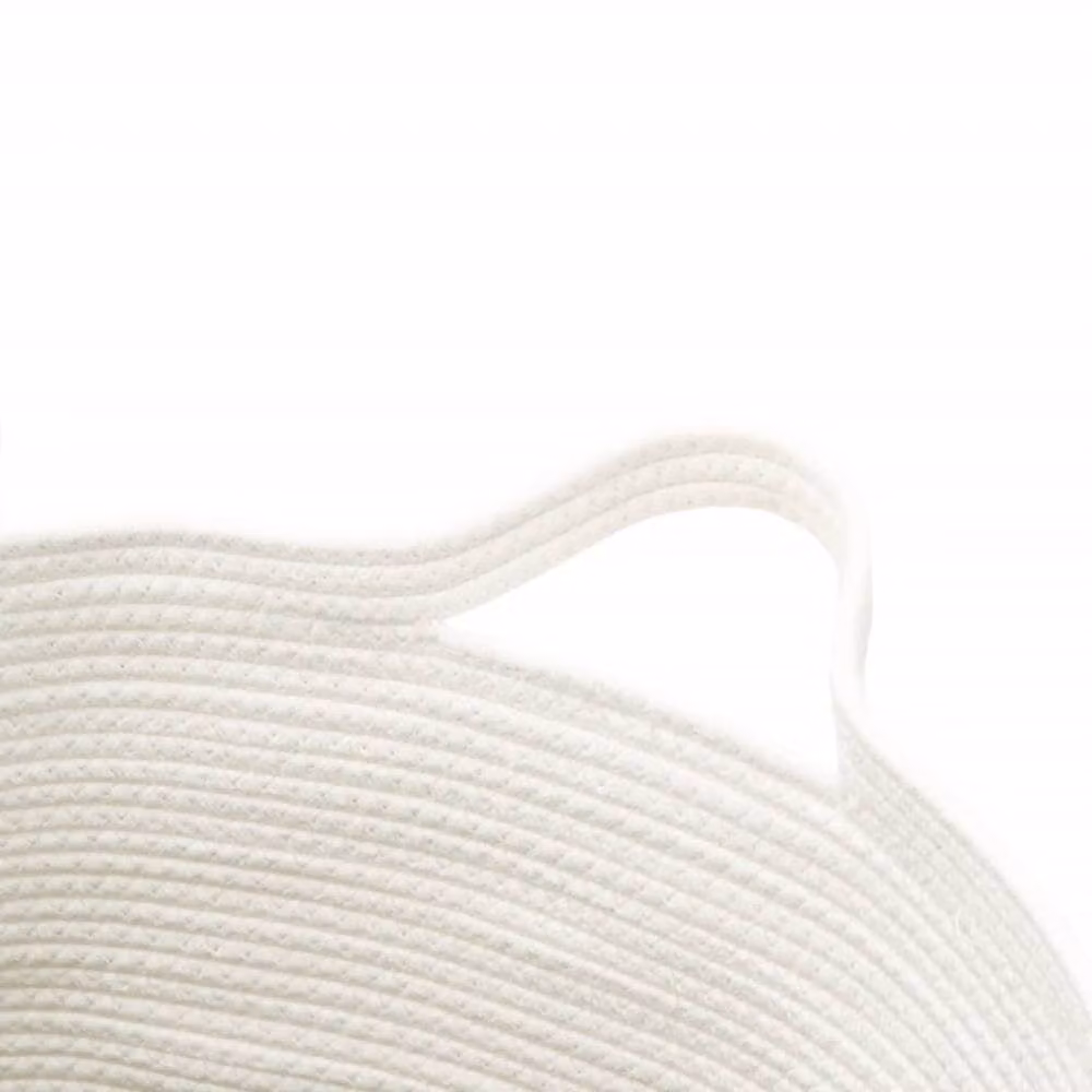 Berkfield Grey and White Open Weave Cotton Storage Basket with Handles, W: 49 cm, H: 65 cm – 3