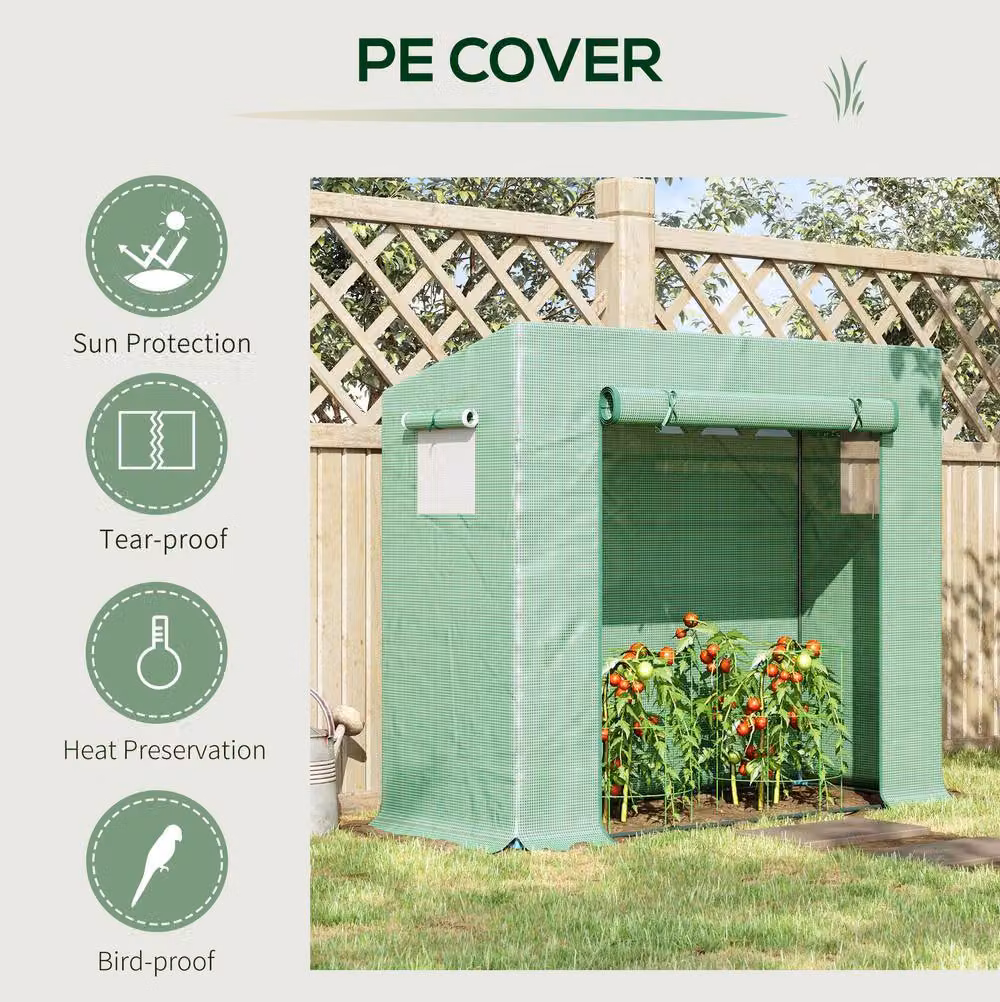 STILVORA Walk-In Greenhouse with Roll-Up Door and Windows in Green, W/D/H: 200 x 76 x 168 cm – 3