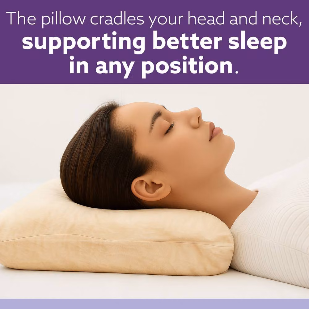 Aamira Adjustable Memory Foam Wedge Pillow with Removable Beige Velvet Cover for Neck, Shoulder and Back Support – 9