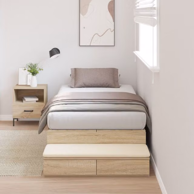 Berkfield Home Sonoma Oak Storage Bed Frame with Drawers, Brown, W: 90 cm, D: 200 cm – 1