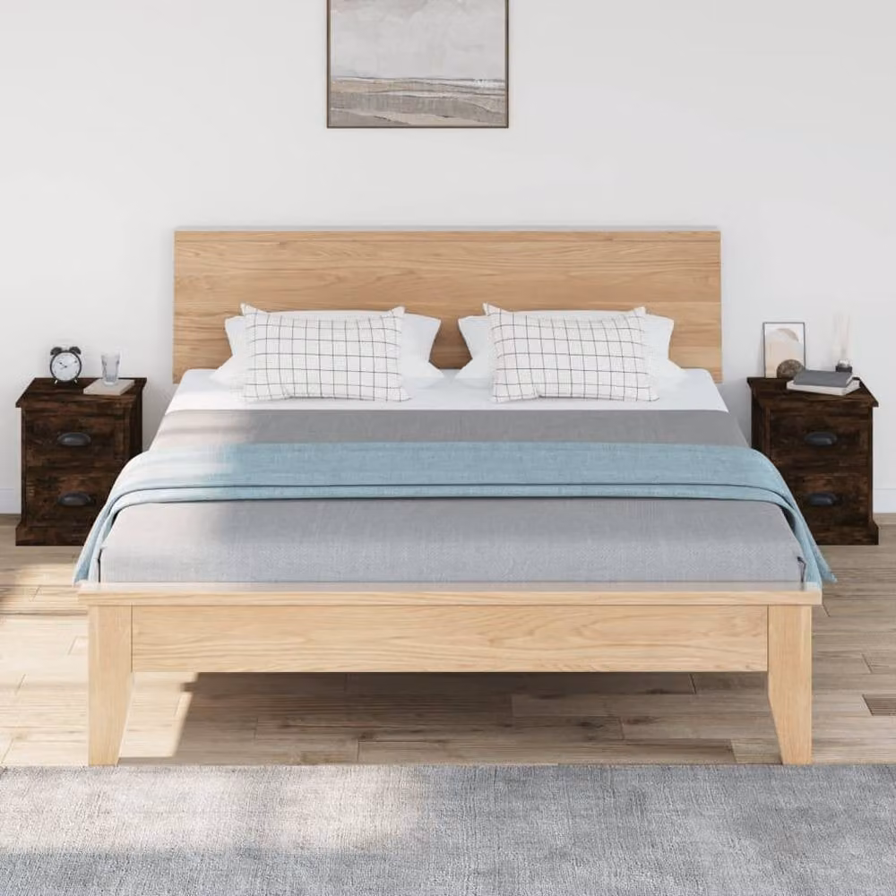 Berkfield Home Set of 2 Smoked Oak Bedside Cabinets in Brown, W/D/H: 39 x 39 x 47.5 cm – 3