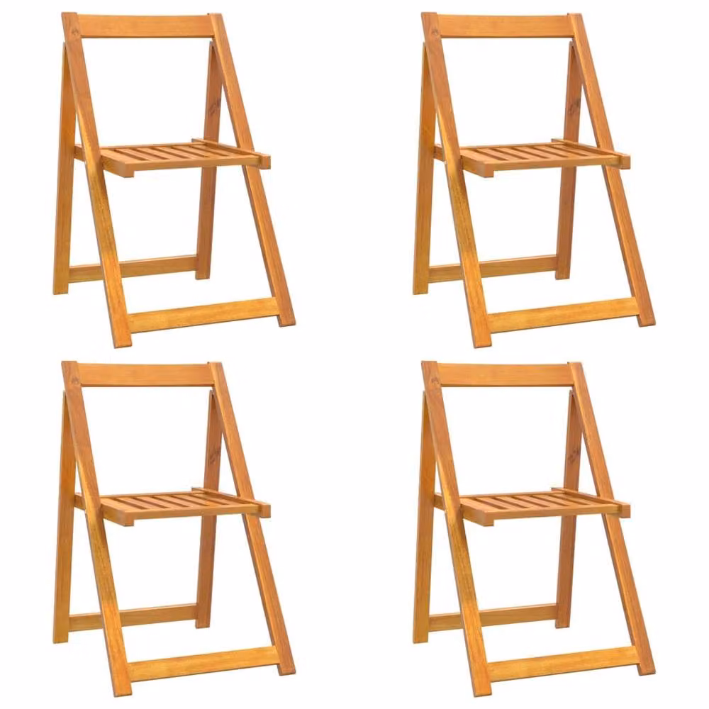 Berkfield Home Set of 4 Folding Garden Chairs in Brown Solid Acacia Wood